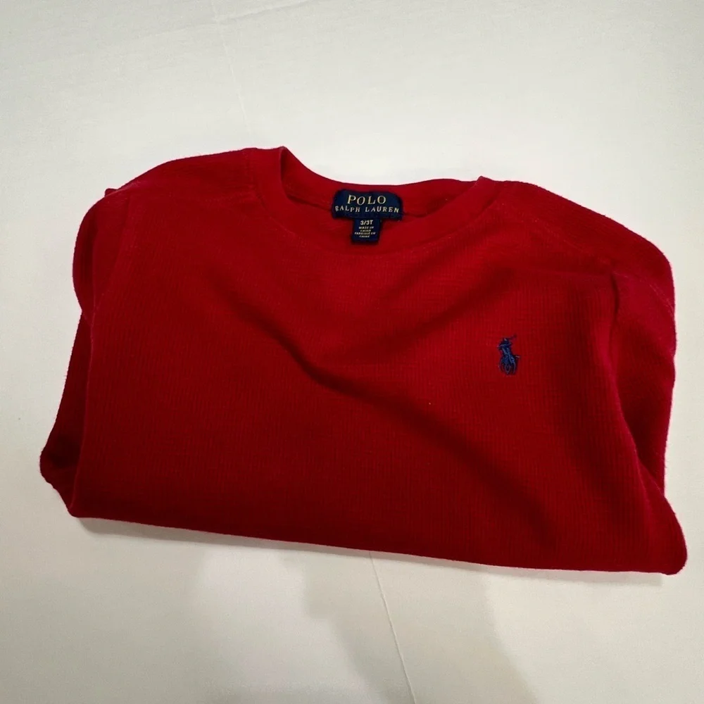 Ralph Lauren Red Long Sleeve Tee Casual Crew Neck